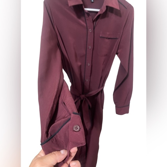 WHO WHAT WEAR BURGUNDY BUTTON DOWN DRESS - Picture 5 of 12